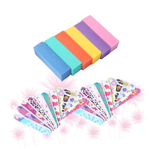 WEKADRIN Profesional de Limas de Uñas de Doble Cara y Esponjas para Manicura y Pedicura Herramientas Duraderas para Lijado y Pulido Uñas Naturales y Postizas para Uso Color Color Aleatorio