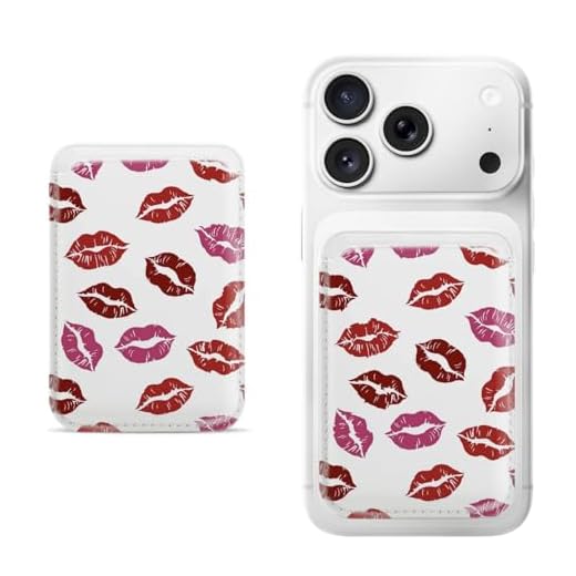 Red Bow Heart Splatter Pattern Magnetic Phone Card Holder, Slim PU Leather Wallet for Back of Phone Case, Fits iPhone 17/16/15/14/13/12& Samsung Android
