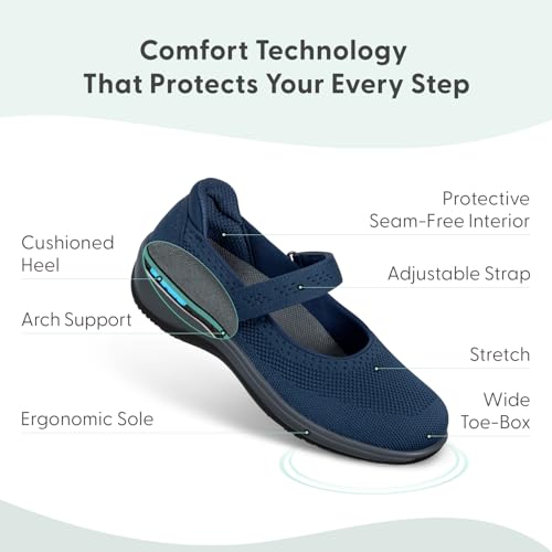 Orthofeet Women's Orthopedic Jessa Mary Jane Shoes with Adjustable Strap3