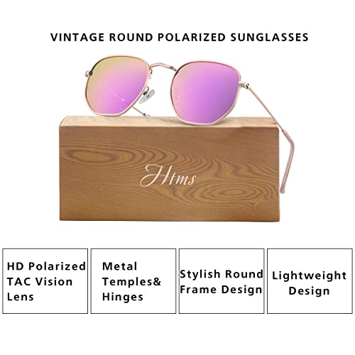 Image of Hipster Hexagonal Polarized Sunglasses Men Women Geometric Square Small Vintage Metal Frame Retro Shade Glasses