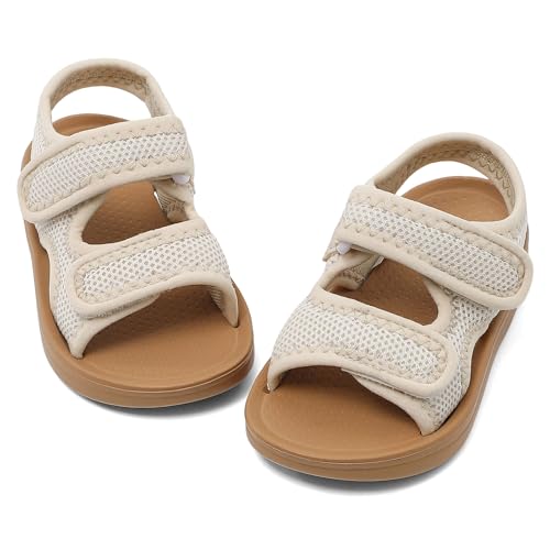 Image of MK MATT KEELY Unisex Kids Summer Slide Sandals Baby Comfort Anti-Slip Open Toe Adjustable Walking Beach Shower Shoes for Boys Girls