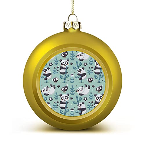 Panda Play With Bamboo Christmas Ball Xmas Pendant Shatterproof Hanging Ornament For Christmas Tree Window Door Decor 4Pcs #TOP30