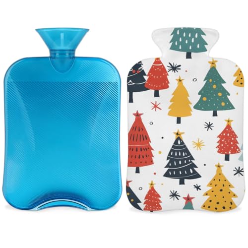 Hot Water Bottle with Soft Cover,2L Mystical Tree Christmas Hot Water Bag for Hot and Cold Compress, Hand Feet Warmer, Rubber Hot or Cold Water Bottle Halloween Christmas Decorations