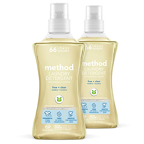 Image of Method Laundry Detergent, Free + Clear, 53.5 Fluid Ounces, 66 Loads, 2 pack, Packaging May Vary