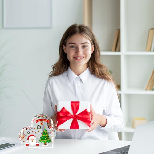 DIFFUNY Christmas Decorations Indoor, Christmas Decor for Table, Office Desk, Mantle, Shelf - Acrylic Heart Shaped Gifts for Women/Girls - Holiday Indoor Home Decor - Image 10