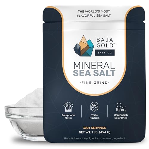 Baja Gold Mineral Sea Salt – Pure & Authentic Fine Grind Salt for Cooking & Baking | Natural Baja Salt for Culinary Uses | Great for Finishing Dishes | 1 lb. Resealable Bag, 300+ Servings