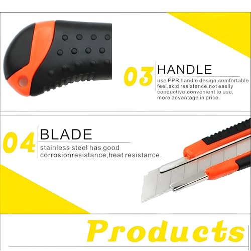 Image of CLAPONE Utility Knife - Retractable Box Cutter with 18mm Wide Sharp Blade | Smooth Auto-Lock Mechanism for Cutting Cartons, Cardboard & Boxes | Perfect for Office & Home Use (2 Pcs Multicolor)