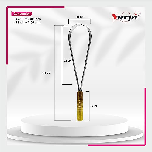 Image of steel tongue cleaner | single brass handle design tongue scraper | Improved Taste Sense & Oral Hygiene|100% stainless steel for adults Easy to Use pack of 1