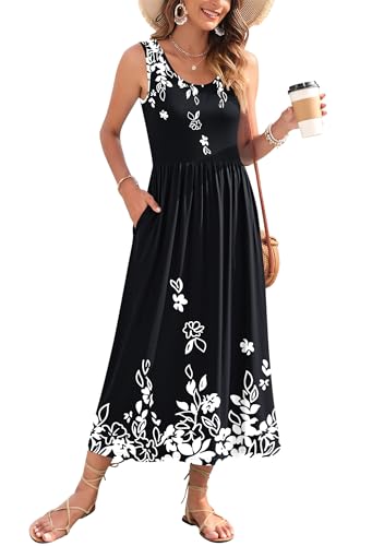 Image of WNEEDU Women's Summer Maxi Dress Casual Sleeveless Sundress