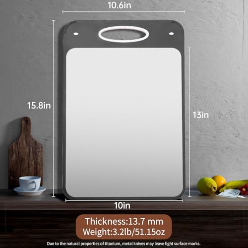 Titanium Cutting Boards for Kitchen - Katuchef Non Toxic Double Sided Metal for Meat/Fish - image 6