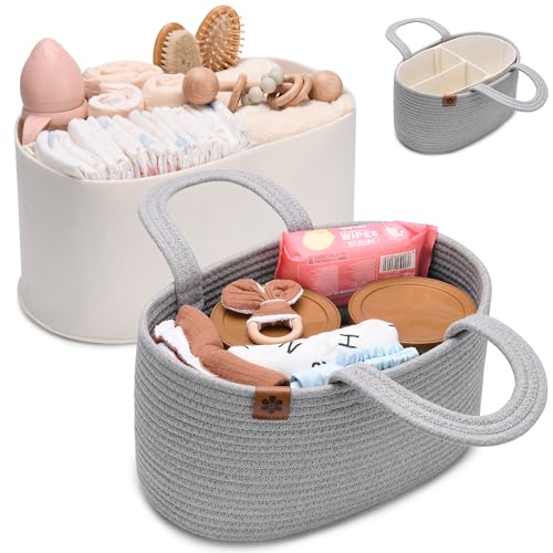 Image of PeraBella Diaper Caddy Organizer, 2-in-1 Design, Maximum Versatility, Neutral Color, Cool Gray, Diaper Changing Product