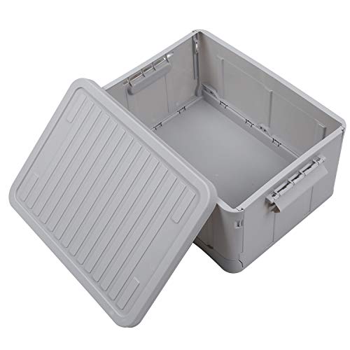 Sxmrmnx Caja de almacenamiento plegable de plástico de gran capacidad, organizador de almacenamiento para ropa, juguetes, alimentos, artículos diversos, cajas apilables para almacenamiento, color gris