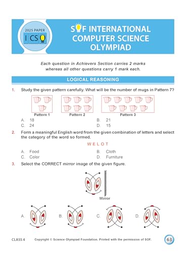 Image of MTG International Computer Science Olympiad (ICSO) Workbook Class 4 - Chapter-wise MCQs, Quick Recap with Achievers Section - SOF Olympiad Books For 2026-27 Exam
