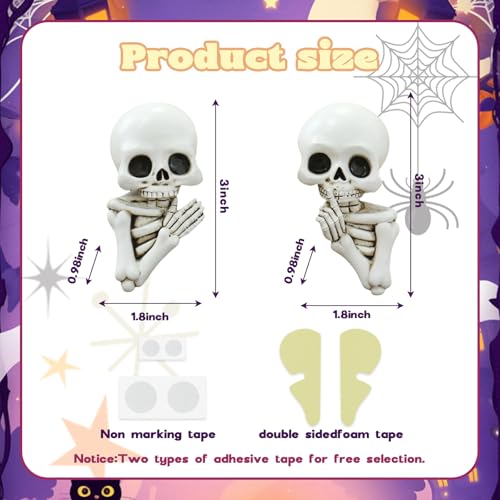 Set de 2 estatuas de esqueleto divertidas para Halloween miniatura 2