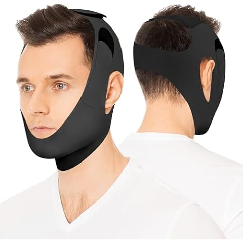 Anti Snore Chin Strap for CPAP Users, Snore Stopper with Adjustable Velcro, Chin Strap for Sleeping Comfortable Stop Snoring Solution, Anti Snoring Devices Breathable and Reusable, Black, M Cover
