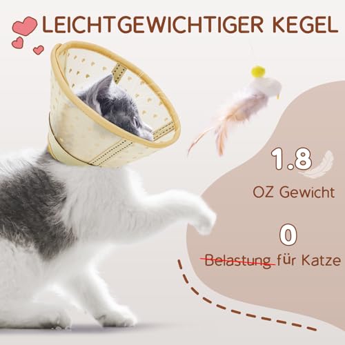 Supet weicher Katzenkegel-Halskragen,Luftgewebe-Katzen-Erholungskegel nach Operation um Lecken zu verhindern, einstellbar, atmungsaktiver Katzenhalskegel als Alternative für kleine Kätzchen und Katzen