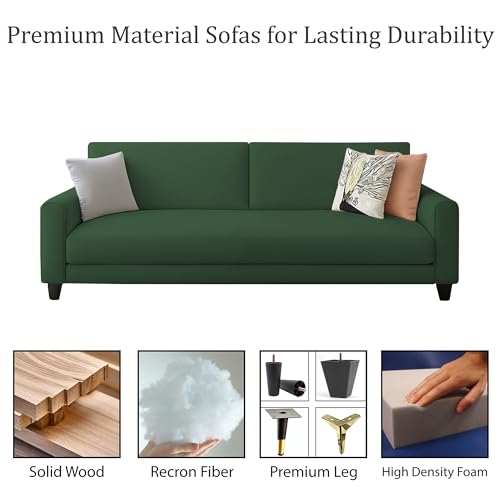 Image of Kathleen 3 Seater Sofa Set for Living Room - Foldable Convertible Couch Furniture for Home, Office or Guest Use, Modern Designer Stylish Comfortable (Green)