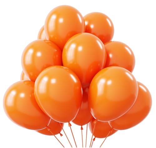 Image of KBZVNAF Orange Latex Party Balloons 50 Pack 12 inch | Helium Matte Orange Balloons for Birthday Wedding Baby Shower Halloween Party Decorations