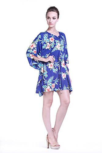 Image of Matchable Family Hawaiian Luau Men Women Girl Boy Clothes in Hibiscus Blue