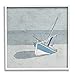 Stupell Industries Sailboat at Beach Coast Muted Nautical Ship, Designed by Ynon Mabat White Framed Wall Art, 12 x 12, Blue