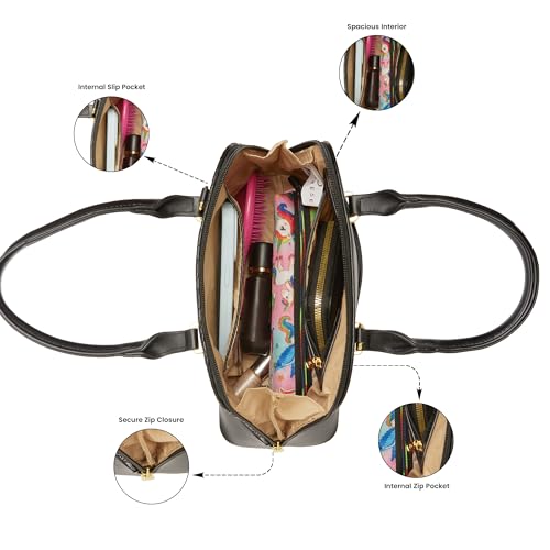 Image of Caprese Rain Small Satchel Bag with Adjustable & Detachable Strap | Versatile Shoulder, Crossbody & Handheld Bag with Multiple Compartments for Work, Travel, and Everyday Use