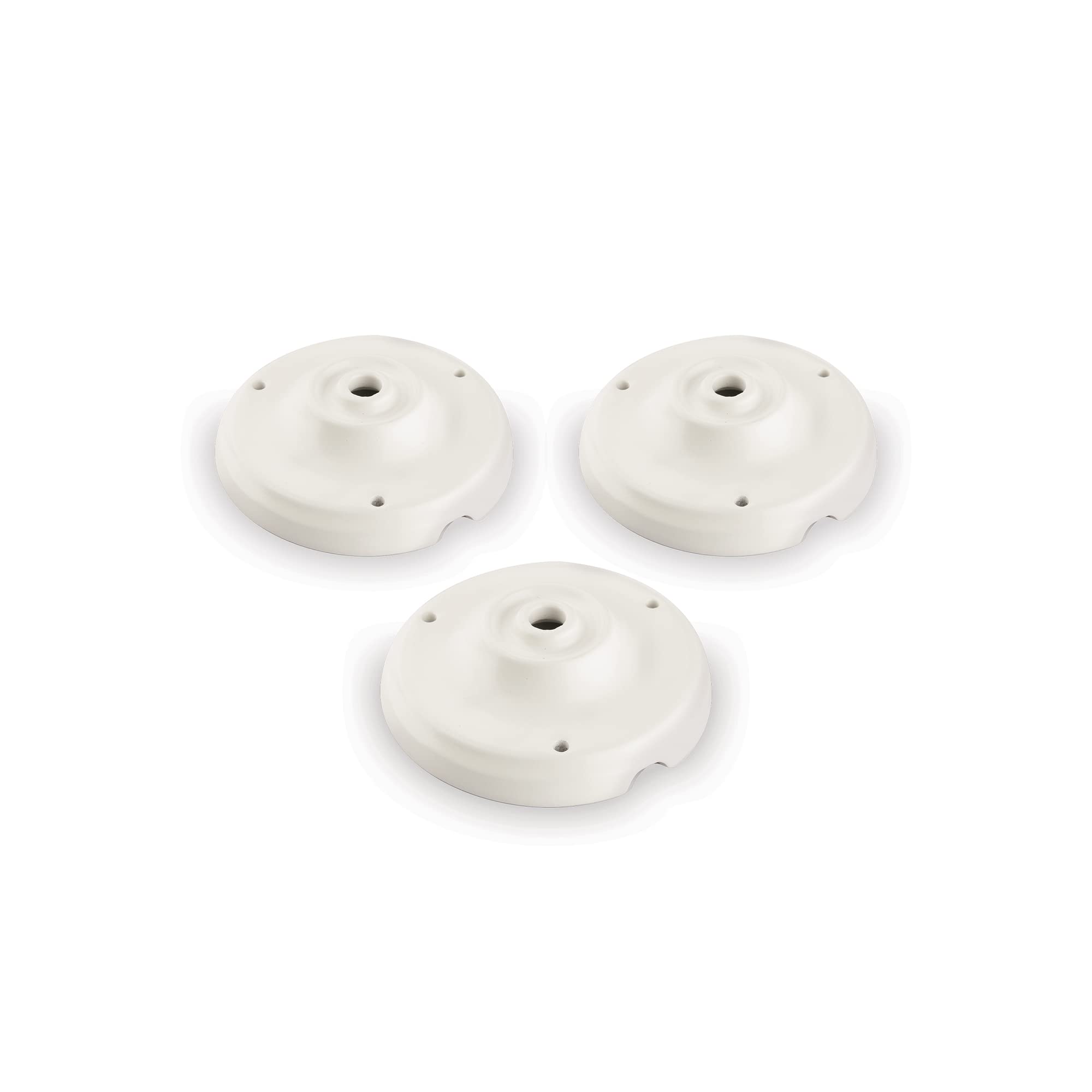 AMARCORDS - 3 Florónes de porcelana para lámparas colgantes con carcasas cerámicas abombadas de colores AZUL BLANCO MATE