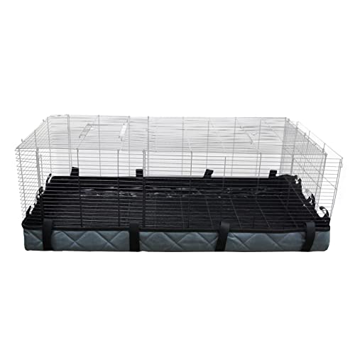 Vigcebit Revestimiento de Jaula - Ropa de Cama Lavable para hámster - Accesorios de Ropa de Cama para cobayas, Jaula para cobayas, Tela Oxford y Parte Inferior de TPU (Negro/Gris) Cover