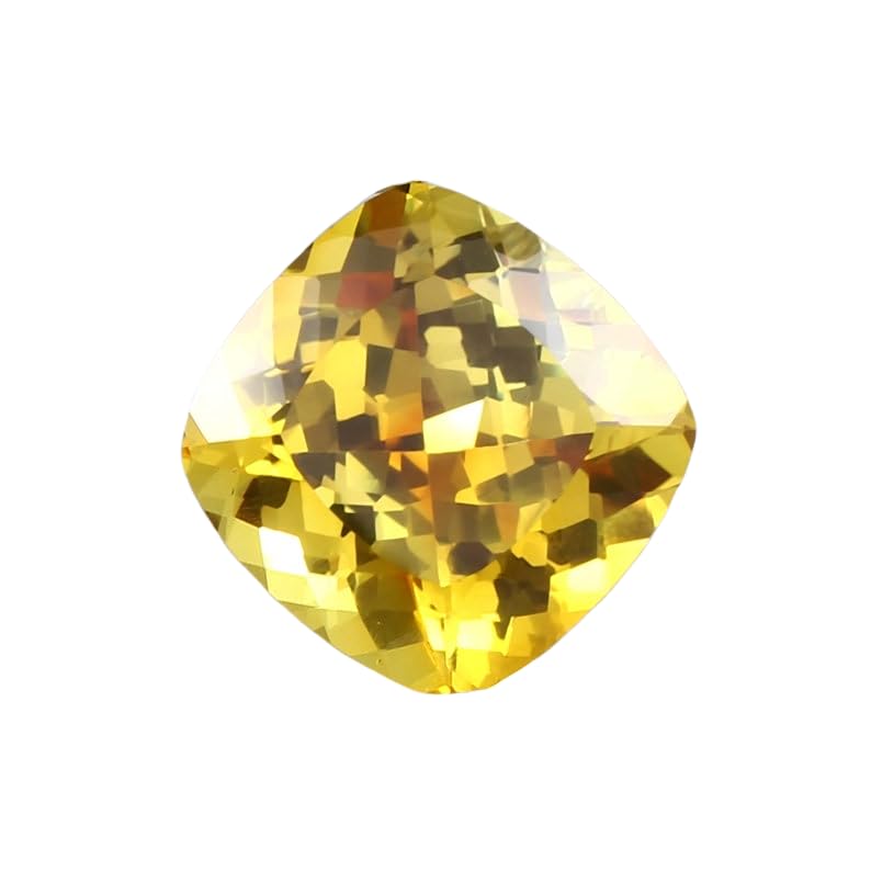 Saphir jaune précieux de 12 x 12 mm en forme de coussin facetté pour haute joaillerie