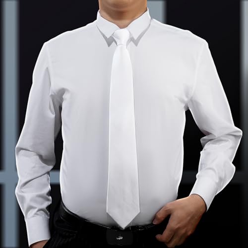 Image of KOOELLE Men's Ties Solid Pure Color Plain Neckties Formal Black Ties For Men