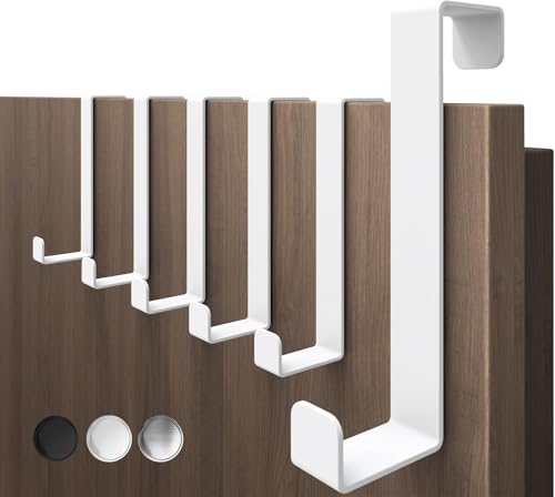 4smile Türhaken zum Einhängen 6er Set - Weiße Kleiderhaken an Tür flexible Haken zum Einhängen platzsparend - Robuste Türgarderobe Türhakenleiste mit hoher Tragkraft
