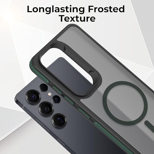 Image of A rtistque Compatible with Mag-Safe Frosted Ultra Matte Back Cover Case for Samsung Galaxy S25 Ultra 5G | Smooth Sides with Grip | Design | Raised Camera Edges | Samsung S25 Ultra Back Cover - Green