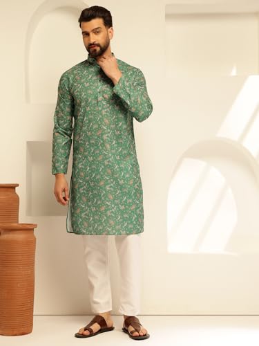 Image of SOJANYA Men Cotton blend Regular Fit(Since 1958)Daman Embroidered Long Kurta