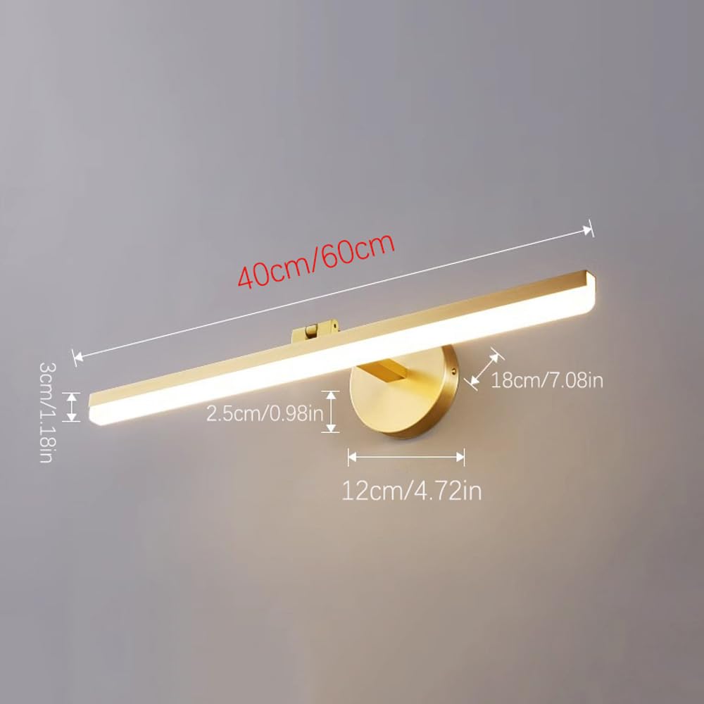 Lampa ścienna LED do lustra łazienkowego, przewodowe oświetlenie do makijażu, aluminiowe oświetlenie frontu łazienki [Klasa energetyczna A+]
