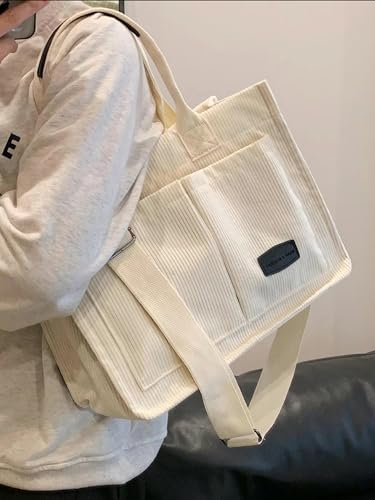 Image of Cherry Tote Bag for Women Canvas Patched Purse Cute Shoulder Bag Multi-Pocket Satchel Handbag for work travel