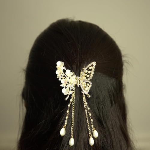 Image of Korean Style Hair Clips For Women - Korean Accessories -With Pearls & Rhinestone - Hair Accessories for Women (1 Pc) Clutcher For Hair (Design -2)