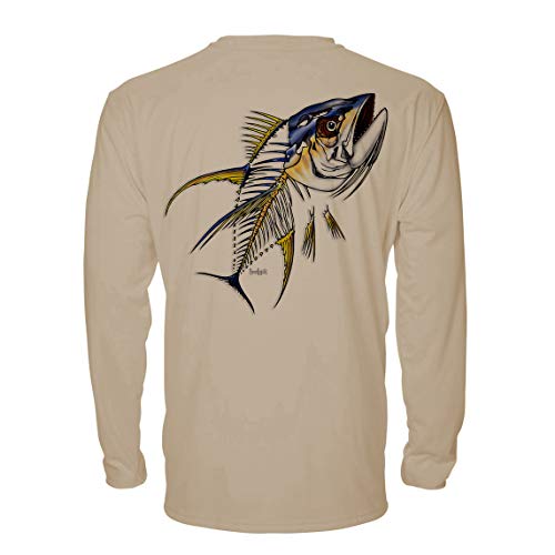 Denali Men's Teaser UPF 50+ Long Sleeve T-Shirt, UV Protection Shirt, Trophy Bones Collection: Yellowfin Tuna