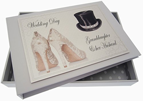White Cotton Cards Granddaughter and Husband Wedding Day Tiny Album (Top Hat/Shoes)