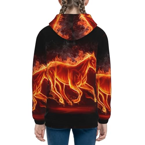 Fire Horse 2 Kids Pullover Hoodies Boys Sweatshirts Girls Athletic Clothes with Pocket4
