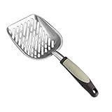 Cat Litter Scoop, KiddyWoof Durable Stainless Steel Grip Sifter with Deep Shovel Heavy Duty with Long Handle Pet Kitty Dog Pooper Scooper, Easily Clean Litter Box