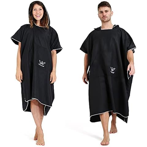 Winthome Changing Robe, Microfibre Light Weight Changing Towel with Pocket, Oversized Towel Poncho for Surfing Swimming Wetsuit Beach Changing, Quick Dry Poncho for Women Men Adults (Black, XL) Cover