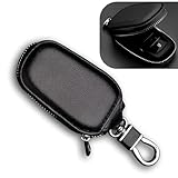 DYEKNEE Pack-1 Car 2.08' x 5.45' Smart Key Case, Zipper Lock Design Key Organizer with Hook, Universal for Cars (Black)
