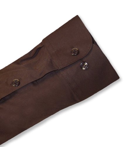 Men's 100% Cotton Solid Chocolate Brown Dress Shirt w/Convertible Cuffs3