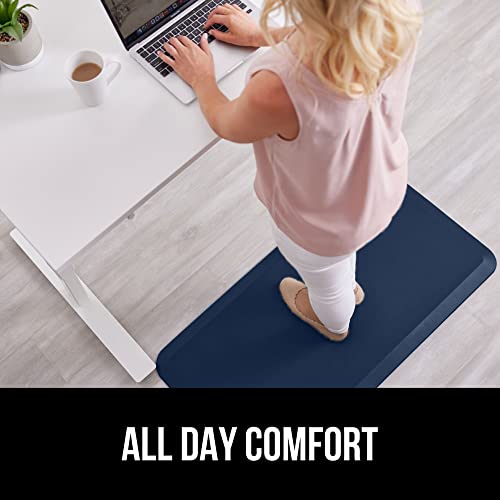 Image of GORILLA GRIP Cushioned Antifatigue Kitchen Mat for Floor, 70x24, Navy | 3 /4 Inch Thick Ergonomic Office Standing Desk Mats, Waterproof and Stain Resistant Pebbled Top, Supportive Padded Foam Rug