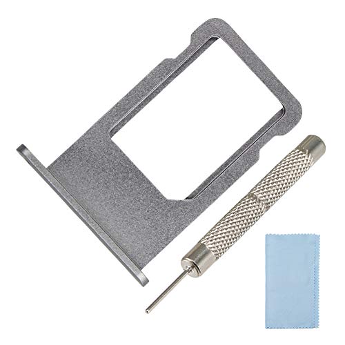 AOOHOOA SIM Card Tray Slot Replacement Compatible with iPhone 6S Plus (5.5 Inch)+ +SIM Card Tray Open Eject Pin+and a Clean Cloth (Grey)