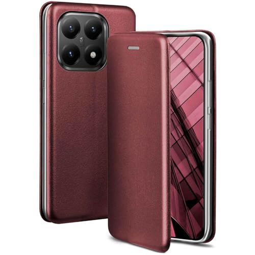 Housse cuir Xiaomi 15T ONEFLOW Business élégante finition bordeaux fin