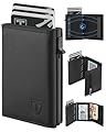 TEEHON Portafoglio Uomo Slim, Portacarte in Pelle con Protezione RFID, Porta Carte di Credito Uomo Piccolo, Porta Tessere con Portamonete e Scomparti Banconote - Confezione Regalo - NERO (A-05)