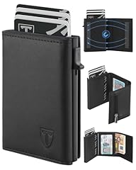 TEEHON Portafoglio Uomo Slim, Portacarte in Pelle con Protezione RFID, Porta Carte di Credito Uomo Piccolo, Porta Tessere con Portamonete e Scomparti Banconote - Confezione Regalo - NERO (A-05)