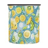 Wudan Acquerello Soda con Frutta Limone Kiwi Contenitori per alimenti con coperchi Barattolo in acciaio inox per cereali Apertura con un pulsante Contenitori per cucina dispensa 900 ml