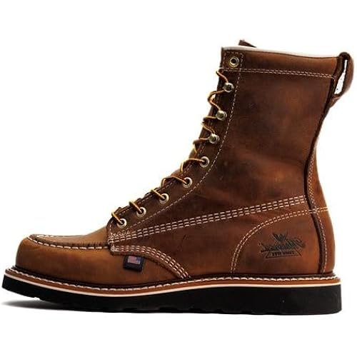 Thorogood American Heritage 8” Moc Toe Work Boots for Men Made with Full-Grain Leather, Soft Toe, Slip-Resistant Wedge Outsole and Comfort Footbed; EH Rated