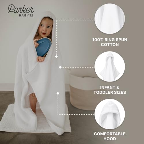 Image of Parker Baby Co. Premium 100% Soft Ring Spun Cotton Hooded Toddler and Kid Bath Towel Plush Towel with Hood for Newborns and Babies